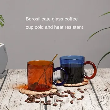 Cana de sticlă, Sticlă Borosilicată Mare de Lapte Cana de Cafea de Căldură Rezistent la Explozie-dovada Drinkware Noua Culoare Îngroșat Cană de Cafea din Sticlă