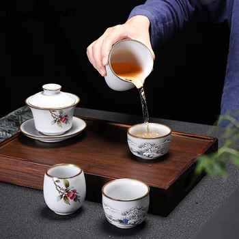 Ceramica din china Ceașcă de ceai Rafinat de mână-pictat model singură ceașcă de Ceai castron Master Cupe Individuale Cupa Teaware accesorii