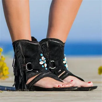De mari dimensiuni femei ciucure plat flip-flop sandale de moda noua respirabil sandale cu platforma pentru femei pantofi casual jos slide-uri de femei
