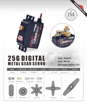 DEPĂȘI HOBBY S0025M 25g Metal / Plastic Gear Servo 3KG Digital Servo pentru RC Avion Robot 1/12 Masina RC Barca RC Model