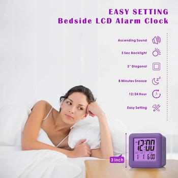 Digital Ceas cu Alarmă cu Amânare a CONDUS Lumina de Noapte pentru Dormitor,Birou Mic Noptiera de Călătorie Ceasuri de Afișare de Timp Data