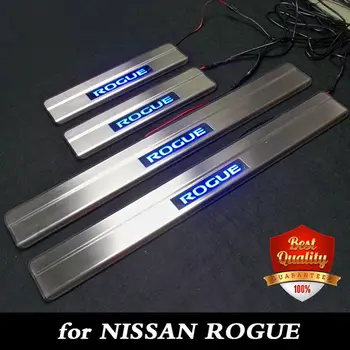 Din Oțel inoxidabil LED Pragului de Ușă Scuff Placa pentru Nissan ROGUE-2019 lumină Albastră