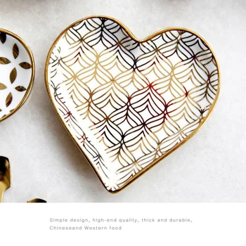 Europeană Stil Placa Ceramica de Tacamuri de Bijuterii Antena Breloc Tava cu Aur Asieta feluri de mâncare alimentare Piuliță Bol pentru bucatarie
