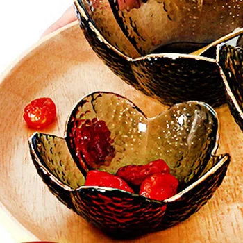 Inlay aur Marginea Plăci de Sticlă Petală castron fel de Mâncare de Alimente Farfurie Desert de Fructe Tort de Salata Tava de Masa de Paste Inima în Formă de Plăci