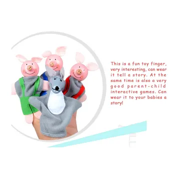 Jucarii 4buc/set hot vânzarea de animale, desene animate cu degetul papusi jucarii de plus pentru copii favoarea trei purceluși și lupul păpuși cadouri de craciun