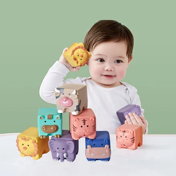 Jucărie Moale Blocuri 3D Touch Mâna Bile de Masaj pentru Copii de Cauciuc jucării Teether Stoarce Senzoriale Montessori Baie de Jucărie pentru Copii Cadouri