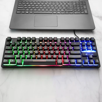 K16 prin Cablu 87-cheie Tastatură Mecanică de Gaming RGB lumina de Fundal Este Potrivit Pentru Jucătorii de PC-Laptop de Jocuri Tastatură Mecanică
