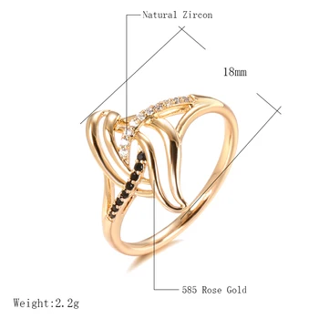 Kinel Lux Negru Natural Zircon Ring Moda 585 Aur Rose Geometrie Inele pentru Femei Vintage Bijuterii de Nunta de Cristal Cadou