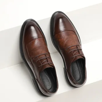 Mens Pantofi Rochie Formale de Afaceri Dantela-up Plin de Cereale din Piele Minimalist Pantofi pentru Bărbați pantofi rochie