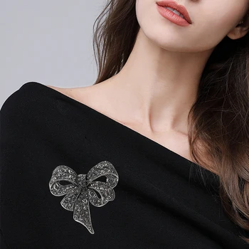 Moda Bijuterii Bowknot Brosa din Aliaj de Ambarcațiuni Stras Brose Vintage Pin pentru Femei Haina de Iarna Accesorii