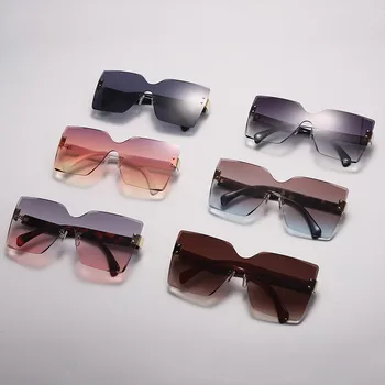 Moda Pătrat fără ramă de ochelari de Soare 2021 Femei Bărbați Supradimensionat Ochelari de Soare Shades Ochelari de Lux de Brand Designer de Ochelari UV400