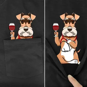Moda T-Shirt Doctor Wine & Middlehand Buzunar Tipărite Câine Drăguț T-shirt pentru Bărbați pentru Femei Tricouri Hip Hop Topuri Amuzant Bumbac Tees