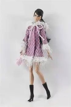 Moda Violet Carouri de Iarnă Hanorace Haina pentru Barbie Haine Sacou Cald Rochie Geantă de mână de 11.5
