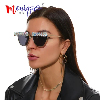 Noii ochelari de Soare Oglindă, Ochi de Pisica ochelari de Soare Femei se Amestecă Perla Decor de tip Boutique de Moda pentru Femei Nuante pentru Femei en-Gros