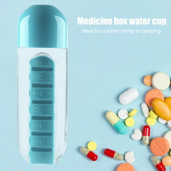 Pilula Caseta de Călătorie în aer liber Sticla de Apa Built-in 7 Compartimente Medicale Organizator Cu sticlele Vechi Om Comprimat Portabil Conv