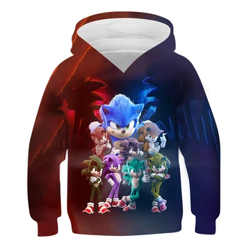 Sonic 3D Hanorac Baieti Fete Anime Desene animate Distractiv de Familie Casual Pulover Tricoul Topuri de Stradă de tip Boutique de Moda de Îmbrăcăminte pentru Copii