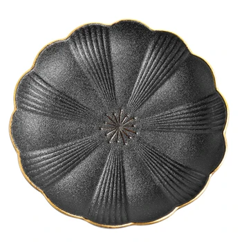 Stil japonez creative mat negru bordură de aur petală placa ceramica de uz casnic simplu vest farfurie friptura placa dinnerplate