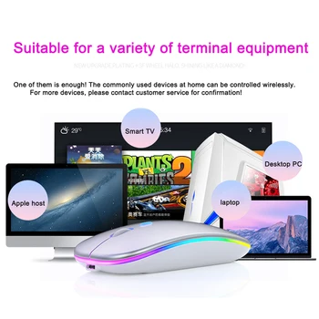 Ultra-subțire LED Lumini Colorate Reîncărcabilă Mouse Wireless Mini Mut USB Optic Ergonomic Mouse de Gaming Notebook Mouse de Calculator