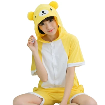 Vara Adulți Animal Pijamale Pijamale Desene Animate Pisica Panda Dragon Anime Kigurumi Femei Barbati Bumbac Maneca Scurta Cu Gluga Onesie