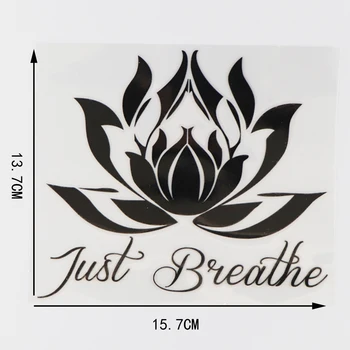 YJZT 15.7 X 13.7 CM Desene animate Lotus Word Decoreaza Vinil Decal Autocolant Auto Creativ Respiră Yoga Negru/Argintiu 4C-0375
