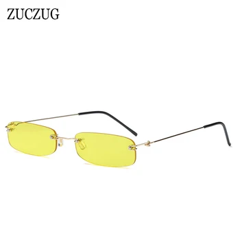 ZUCZUUG Dreptunghi ochelari de Soare pentru Femei Brand Design Lightweight Mici Rama de Ochelari de Soare de culoare Roșu-Portocaliu Lentile de Ochelari fără ramă