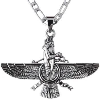 Îngerul păzitor Farvahar colier Zoroastrian persan antic simbol pandantiv bijuterii retro