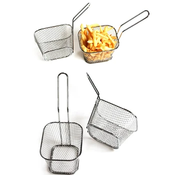 1 BUC Oțel Inoxidabil Coș de Metal care Servește Mâncare Prezentare Instrumente de Gătit cartofi Prajiti Coș Mini Fry de Stocare de Bucătărie, articole de Menaj