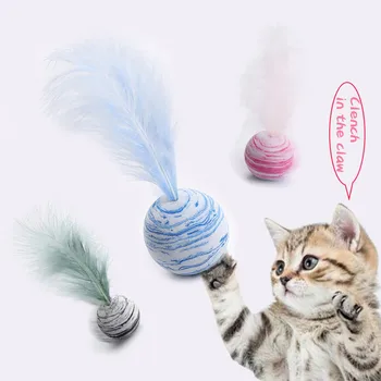 1 buc Pisica Jucarii Star Minge de Plus cu Pene Material Eva Spuma de Lumină Aruncarea Mingii de Jucărie Amuzant Pisica Interactive, Jucarii pentru animale de Companie Caini Pisici Jucarii