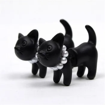 1 Pereche de Înaltă calitate de Moda pentru Femei Cadouri Negru Puncție Bijuterii Ureche 3D Negru de Perla Pisică Cercei Stud Pentru Femei