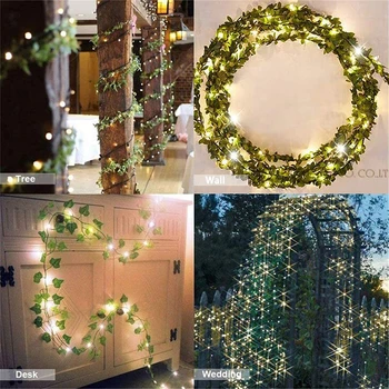 12pcs Artificiale Ivy Ghirlanda Fals Frunză de Viță de vie cu Lumina LED-uri pentru Petrecerea de Nunta Gradina de Perete Decor Acasă Plante Artificiale