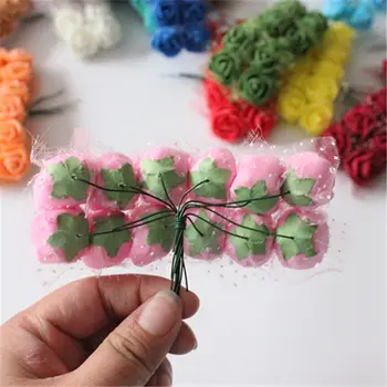 144pcs Mini Spuma Crescut Artificial Buchet de Flori Scrapbooking Acasă DIY Cutie de Cadou Decor Fals a Crescut de Flori, Flori de Nunta de Decorare