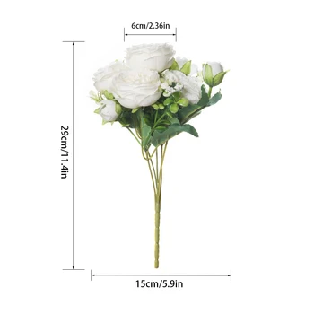 1Bunch Infloreste Bujorul de Mătase Artificială Flori de Nunta de Mireasa Buchet de Flori Decor Acasă Fals Flori Roz Fals Plante