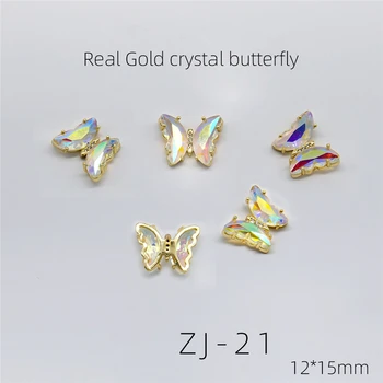 2 buc Culori Strălucitoare de Cristal Fluture 3D Decoratiuni de Arta Unghiilor Aurora AB Pietre Bijuterii, Ornamente, Sclipici Unghii Accesorii