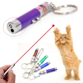 2 În 1 Pisica Amuzant LED Laser Pen Mini Cat Chaser Stick Lanterna Roșie Lase Pointer Pix Cu Lumina LED Alba, Jucării pentru animale de Companie Consumabile