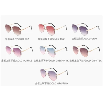 2020 Noua moda neregulate femei ochelari de soare fără poligonale hoop ochelari pentru feminin pietre gradient de lentile de soare