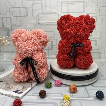 2020 Ziua Îndrăgostiților Cadou de 25cm Trandafir Roșu Urs de Flori de Trandafir Artificiale Decor de Crăciun Cadouri Femei Îndrăgostiților Cadou Decor Acasă