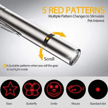 2021 3 Moduri de Argint din Oțel Inoxidabil Portabil USB cu LED-uri Laser Pen Multi-Stil de Model 3 In 1 animale de Companie Pisică Jucărie Lanterna UV Consumabile pentru animale de Companie