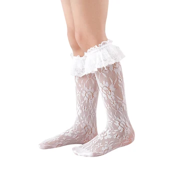 2021 Fetiță pe Genunchi Șosete Dulce Stil Lolita Volane Dantela cu Model Vrac Ciorapi Elastici pentru 3-8 Ani