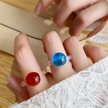 2021 noi coreea Bomboane de Culoare estetice bijuterii Minge de Rășini Acrilice inel Transparent Inelul pentru fete femeie accesorii de vară
