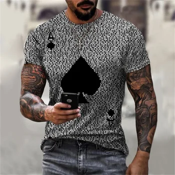 2021 Nouă Bărbați de Imprimare 3D Cruce, Pătrat Piersic Inima Tendință de Moda Rotund Gât cu Mânecă Scurtă T-Shirt