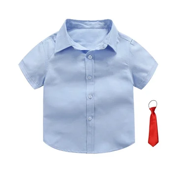 2021 Nouă Vară Fierbinte de Vânzare Copii Camasi Casual Culoare Solidă Albastru Alb cu mânecă Scurtă Băieți Fete Cămăși Pentru 2-10Y