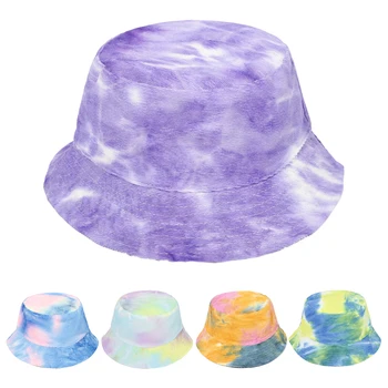 2021 Primăvară Nouă Catifea Tie-Dye Găleată Pălărie de Femei pe Cap de Vară pe Plajă Palarie Casual Palarie de Soare pentru Bărbați Tendință Pescar Pălărie Pliabilă