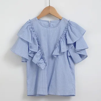 2021 Vara Adolescente Baby Girl Moda Alb De Bumbac Tricou Albastru Bluza Haine Copii Copii De Bună Calitate, Confortabil Topuri