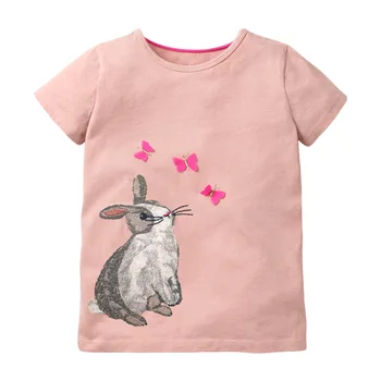 2021 Vara Fetita tricou Copii Purta Broderie Fluture Iepure Tricouri Amuzante Haine Tees Pentru Copii