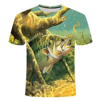 2021 vara mai recente de pește 3D în aer liber t-shirt pentru bărbați 3D imprimare rece pescuit bărbați sacou, moda casual barbati pescuit tricou