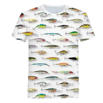 2021 Vara Pește 3d Print T Camasa Baieti O Gât T-Shirt Hip-Hop Tropicale Pescar Amuzant Teuri Fishinger Animal Imbracaminte Copii