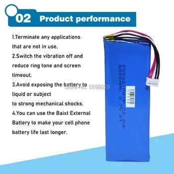 3.7 V 6000mAh Polimer Baterie pentru JBL Pulse 2 Puls 3 Wireless Bluetooth rezistent la apa Difuzor Baterie P5542100-P 5542110P