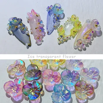3D Nail Art AB Floare de Cristal Fluture de Design Decoratiuni Mix Nituri Metalice Perle Holografic DIY Unghii Strasuri Accesorii
