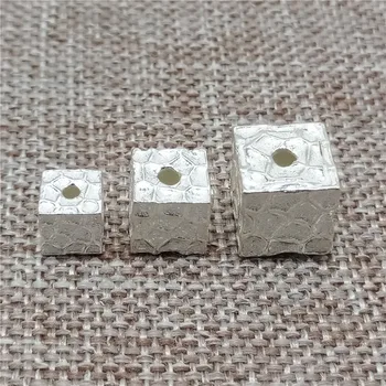 4 bucăți de Argint 925 Cub Margele Pătrat Distantiere de 6mm 8mm 9,5 mm pentru Colier Bratara