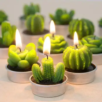 6Pcs 3D Cactus Lumânare Simulat fabrică de Decorațiuni interioare Ceai Lumânare Lumina Decor